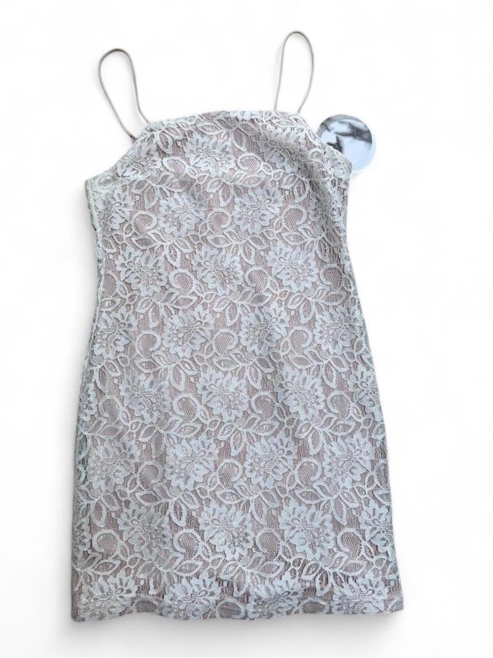 Line & Dot White Lace Overlay Slip Dress
